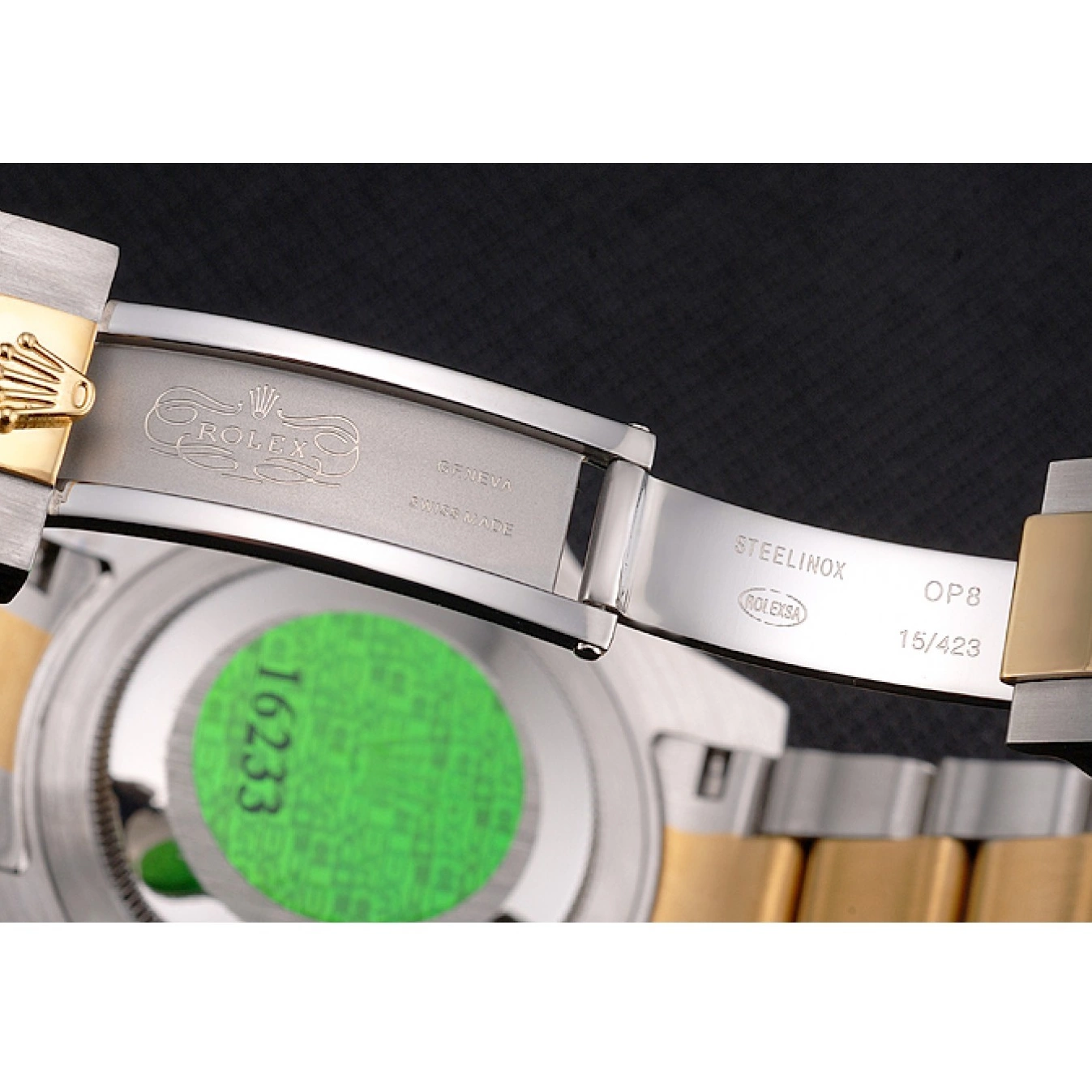 Aaa replica watch Steel Submariner Green Gold And Dial Two Bezel Rolex Swiss Tone Bracelet 0716